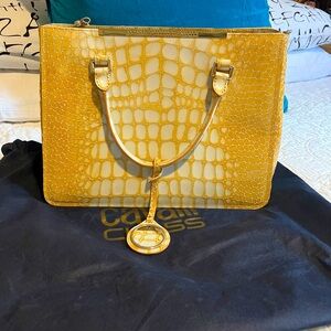 Beautiful Roberto Cavalli alligator textured leather w shoulder strap.